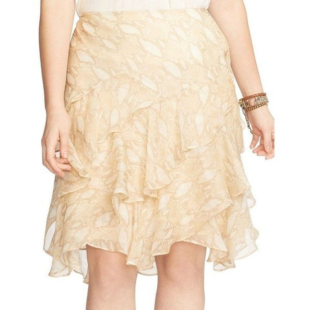 Crinkle Georgette Python Print Ruffled Skirt 18w - image 1